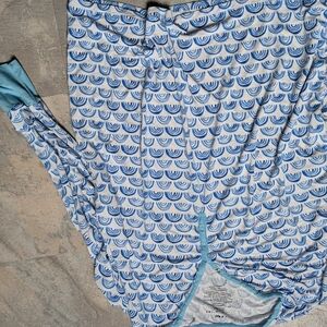 Blue and White Patterned Pajama Top